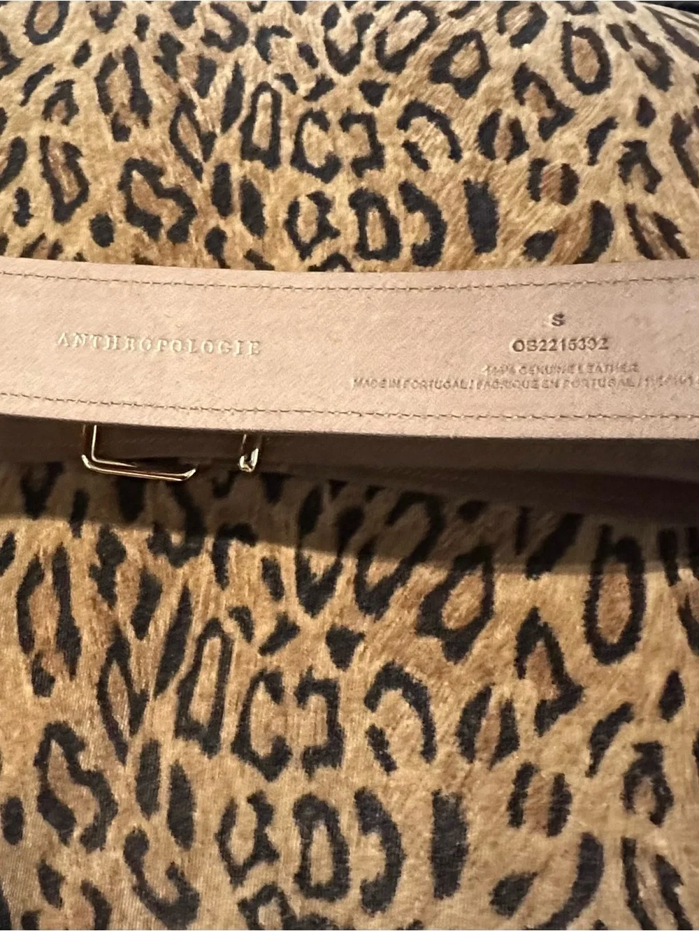 Anthropologie Taupe Suede Belt with Gold Buckle